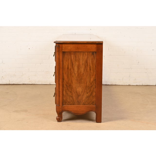 Baker Furniture French Provincial Louis XV Carved Walnut and Burl Wood Dresser or Credenza For Sale - Image 10 of 12