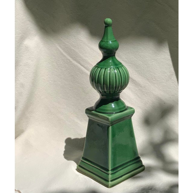 English Green Glazed Ceramic Garden Finial, C. 1950 For Sale - Image 13 of 18
