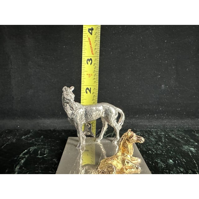 Late 20th Century Silver and Gold-Tone Horse and Foal Figurine on Base For Sale - Image 10 of 11