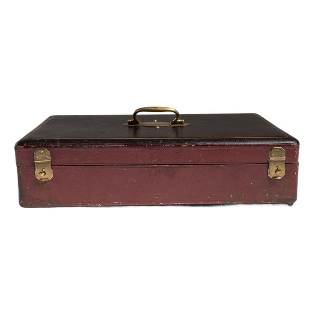 Early 20th Century Burgundy French Silverware Box For Sale