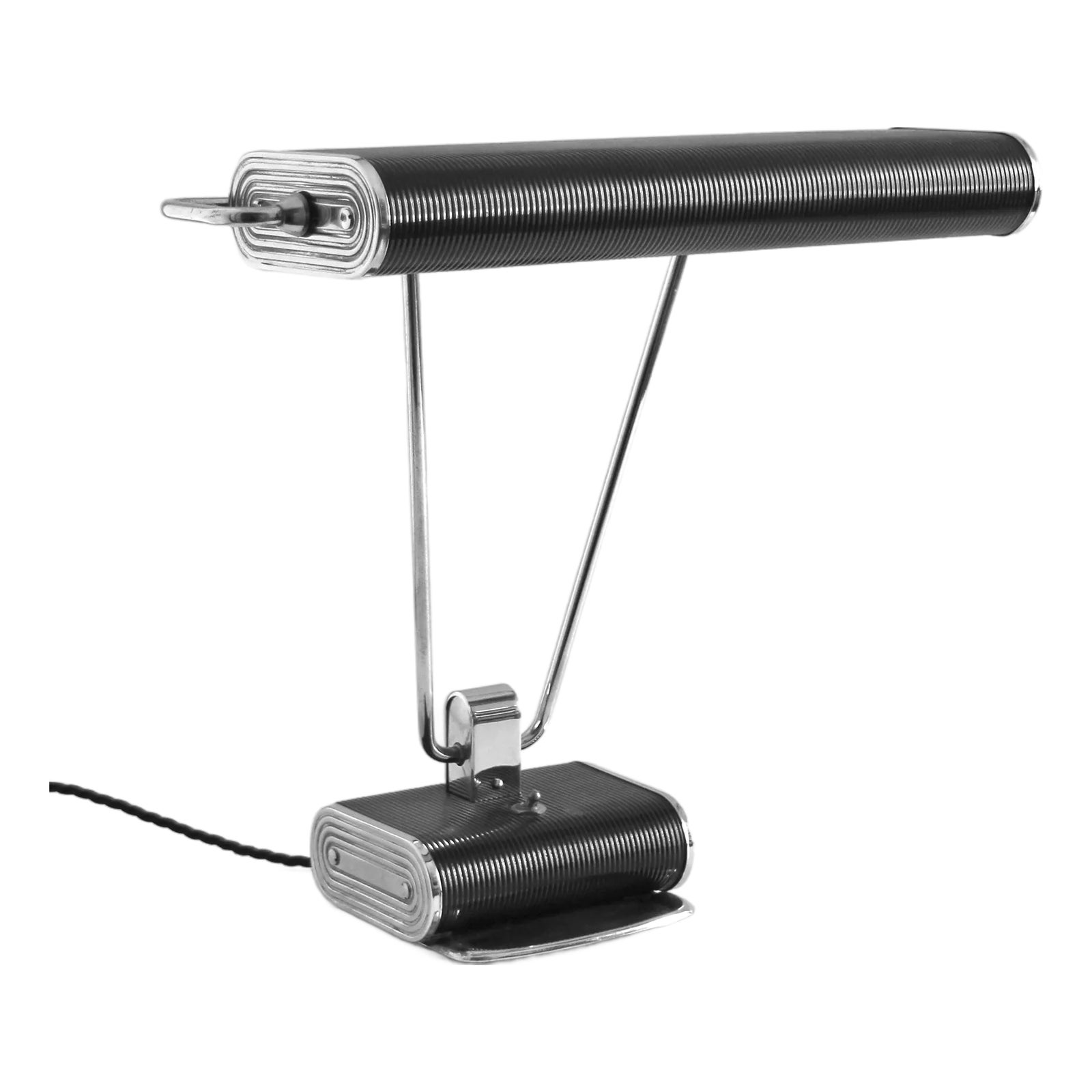 French Art Deco Black and Chrome Table Lamp by Eileen Gray for