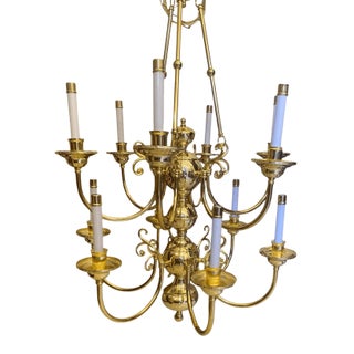 Vintage Thomas Industries 2- Tier 10 Light Williamsburg Style Chandelier For Sale