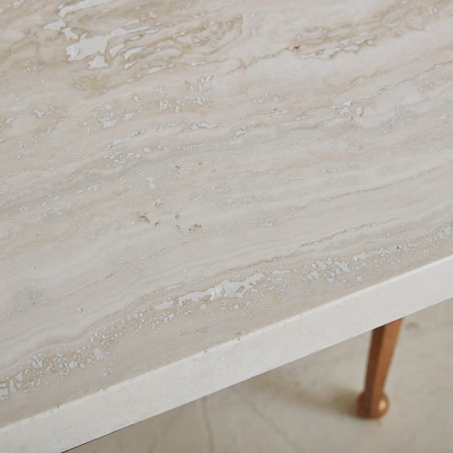 Bronze Bronze Console Table with Travertine Top, France 20th Century For Sale - Image 8 of 11