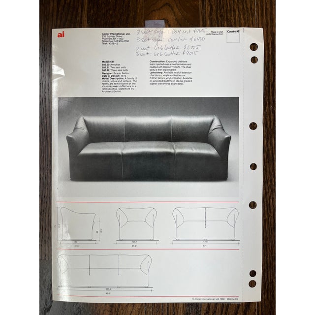 Mario Bellini for Cassina Model 685 Two-Seat Sofa (1993) With Original Sell Sheets For Sale - Image 9 of 9