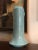 Lovely Japanese vase with modern lines and a glossy turquoise blue glaze. 11.5” tall.