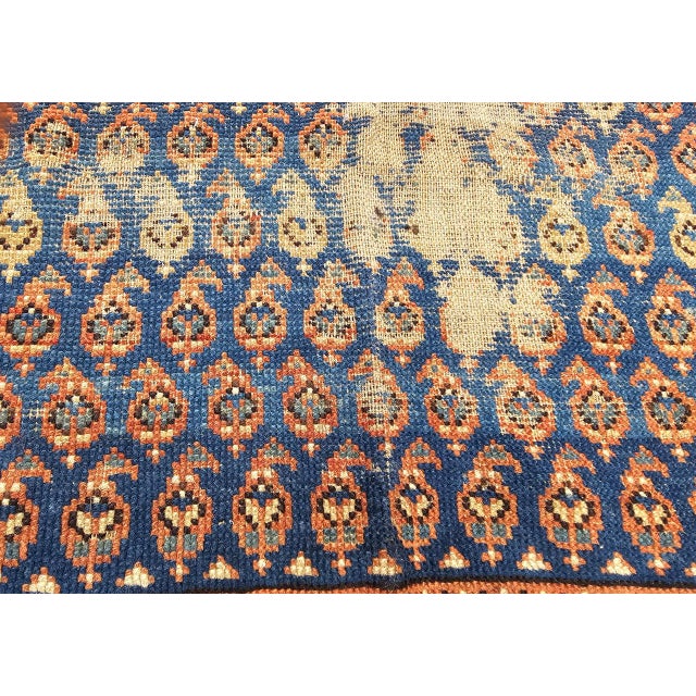 19th Century Caucasian Shirvan Rug, Handwoven Wool, Allover Paisley Design, Blue & Ivory, 3' x 4' For Sale - Image 10 of 14