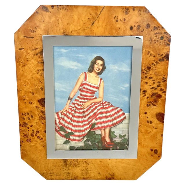 Wood Chrome & Glass Picture Frame by Felice Antonio Botta, Italy, 1970s For Sale - Image 9 of 9