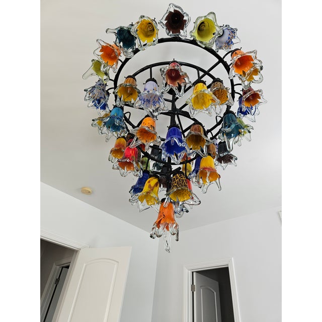 1990s Handmade 4 Levels Wrought Iron Chandelier For Sale - Image 4 of 11