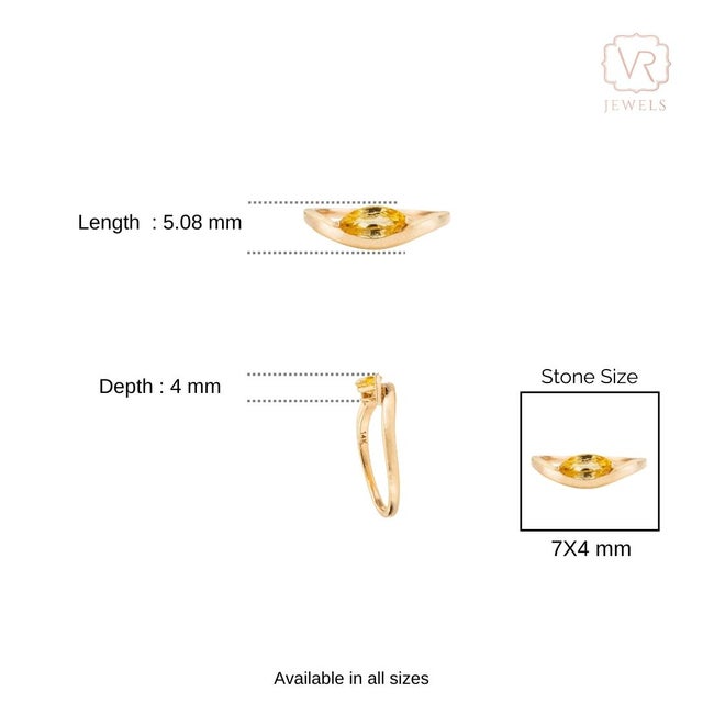 14k Gold Retro Yellow Sapphire Solitaire Ring Size 5.5 For Sale - Image 10 of 14