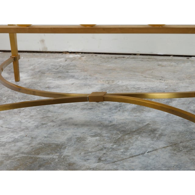 Metal Italian Midcentury Gilt Bronze Coffee Table with Glass Top and Ring Motifs For Sale - Image 7 of 11