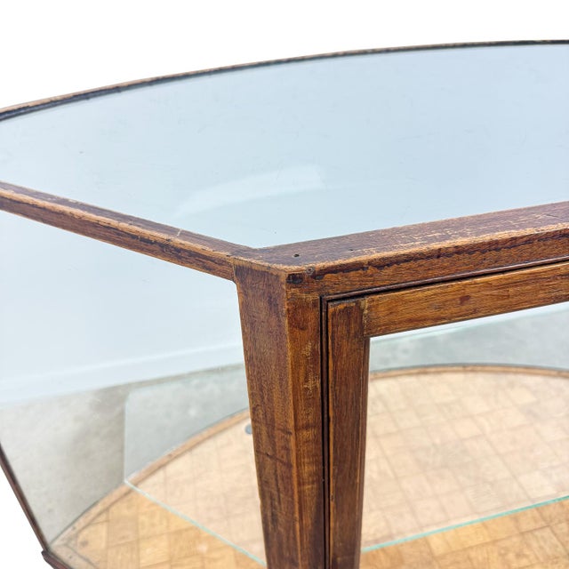 Antique Curved Glass Display Cabinet Wooden Showcase, 1890s For Sale - Image 11 of 18