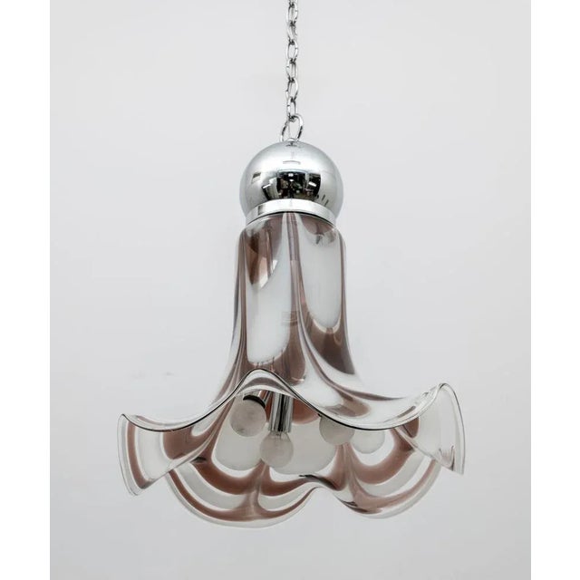 Maroon Mid-Century Modern Murano Glass and Steel Pendant from AV Mazzega, Italy, 1970s For Sale - Image 8 of 8