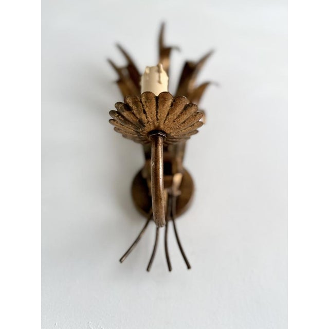 1960s Vintage Gilt Metal Wheat Sheaf Wall Sconce, France, 1960s For Sale - Image 5 of 13