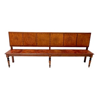 Art Nouveau Dutch Hall Bench in Elm and Beech, 1900s For Sale