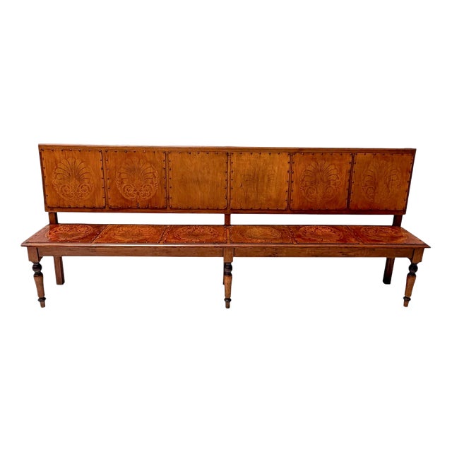 Art Nouveau Dutch Hall Bench in Elm and Beech, 1900s For Sale