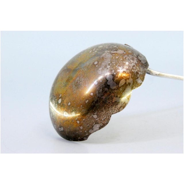 Wavy Silver Sauce Spoon with Raised Grooves Handle For Sale - Image 4 of 7
