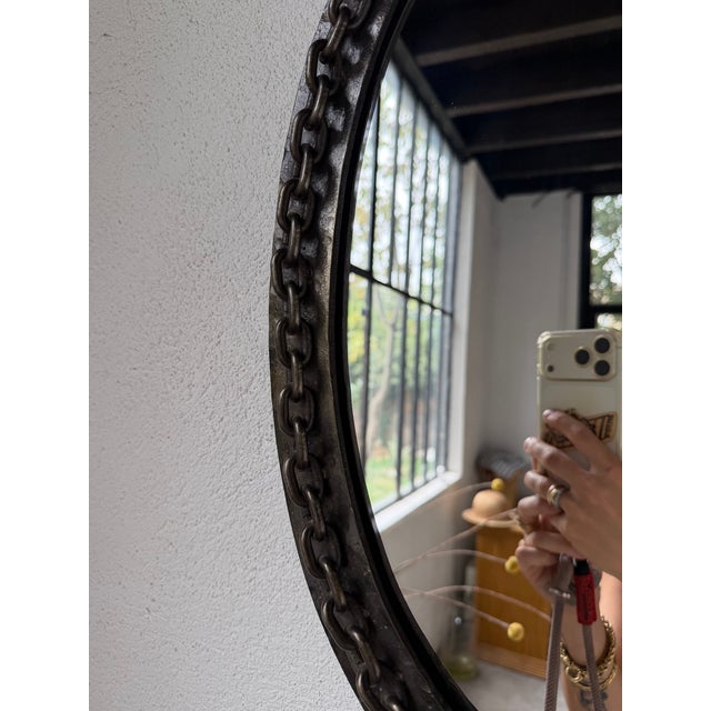 Vintage Brutalist Oval Chain Mirror, 1950 For Sale - Image 12 of 18