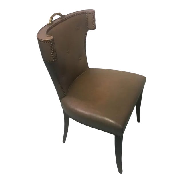 Decorator Studded Chair With Ornate Bronze Handle For Sale