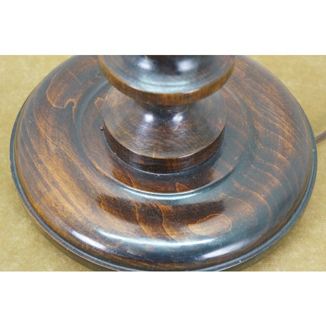 Antique Turned Mahogany Candlestick Trophy Column Table Lamp 28" For Sale - Image 12 of 12