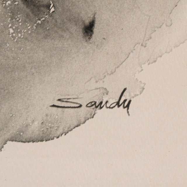 Late 20th Century Framed Signed Sandu Liberman "Young Lovers" Gouache Watercolor For Sale - Image 5 of 7