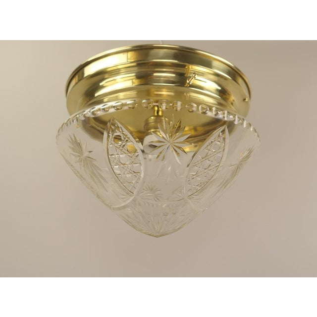 Brass Ceiling Lamp with Lead Crystal Shade, 1920s For Sale - Image 16 of 16