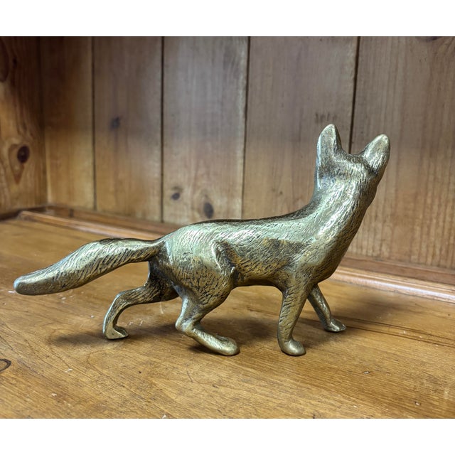 Vintage English Brass Fox Figure For Sale - Image 4 of 6