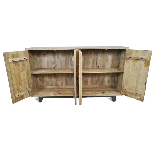 2020s Washed Double Medallion Carved Wood Credenza For Sale - Image 5 of 12