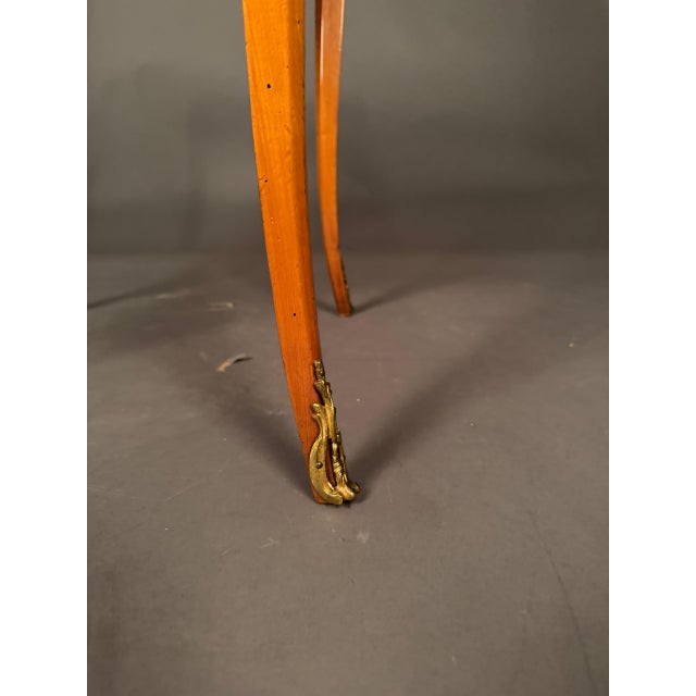Brown French Louis XV Style Cherry Wood Side Table With Leather Top, Circa 1920 For Sale - Image 8 of 17