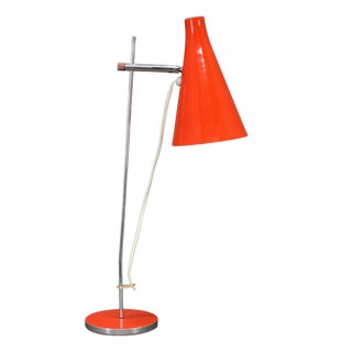 Red Chrome Table Lamp by Josef Hurka, Former Czechoslovakia, 1970s For Sale