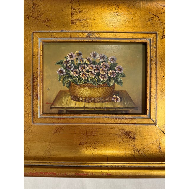 Vintage French Country Traditional Realism Floral Still Life Framed Original Oil Paintings, a Pair For Sale In Houston - Image 6 of 12