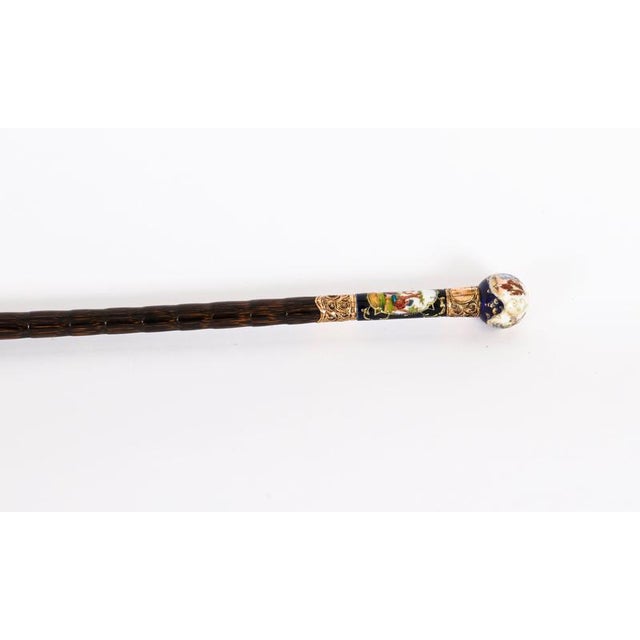 Antique French Gold Plate and Porcelain Walking Sword Stick, 1800s For Sale - Image 6 of 18