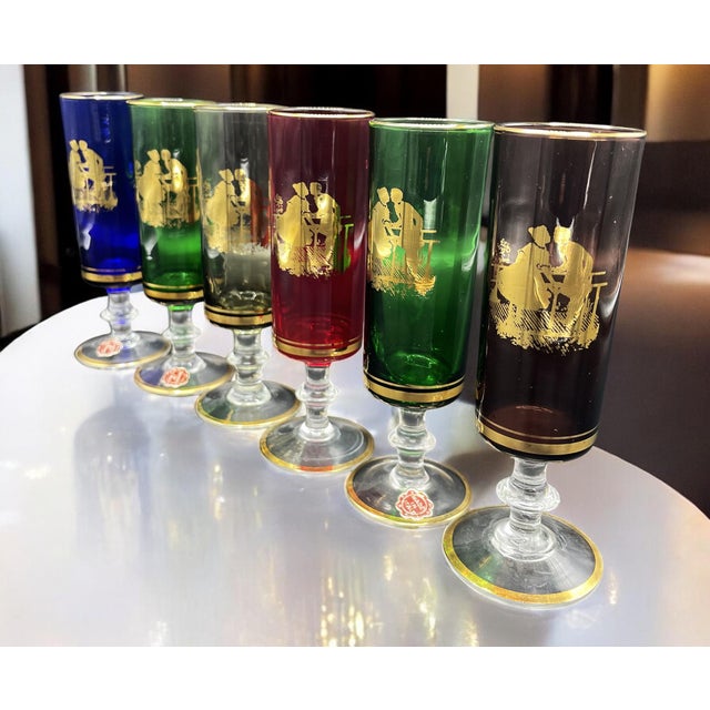Vintage Italian Multicolored Glasses, 1950s, Set of 6 For Sale - Image 10 of 12