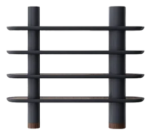 Mina 240 Graphite Grey Lacquer Finish and Walnut Wall Unit by Ultramobili