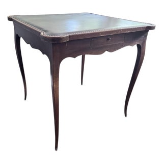1930s Louis XV Style Game Table With Leather Nail Head Top For Sale