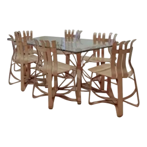 1990s Hat Trick Chairs + Face Off Table Bases by Frank Gehry for Knoll