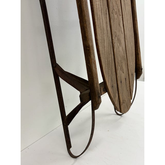 Brown Vintage Wooden Flexible Flyer Style Sled For Sale - Image 8 of 16