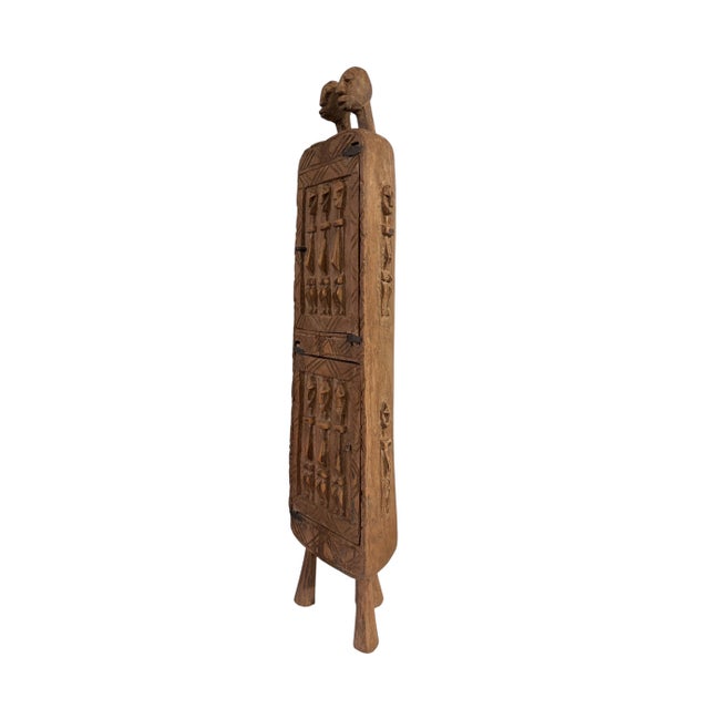 Wood Lg Vintage Unique Dogon Hand Carved Wooden Box Mali 24" H For Sale - Image 7 of 11