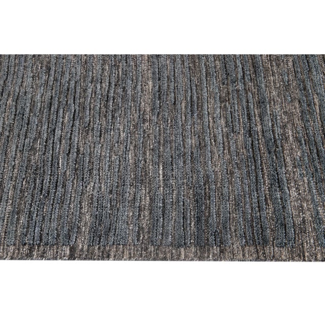 2010s 21st Century Contemporary Textured High Low Wool Rug For Sale - Image 5 of 13