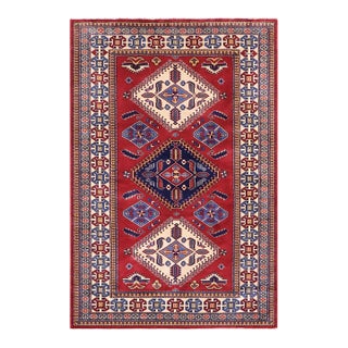 Shabby Chic Rustic Shirwan Red/Beige Wool Rug - 4'4''x6'6'' For Sale