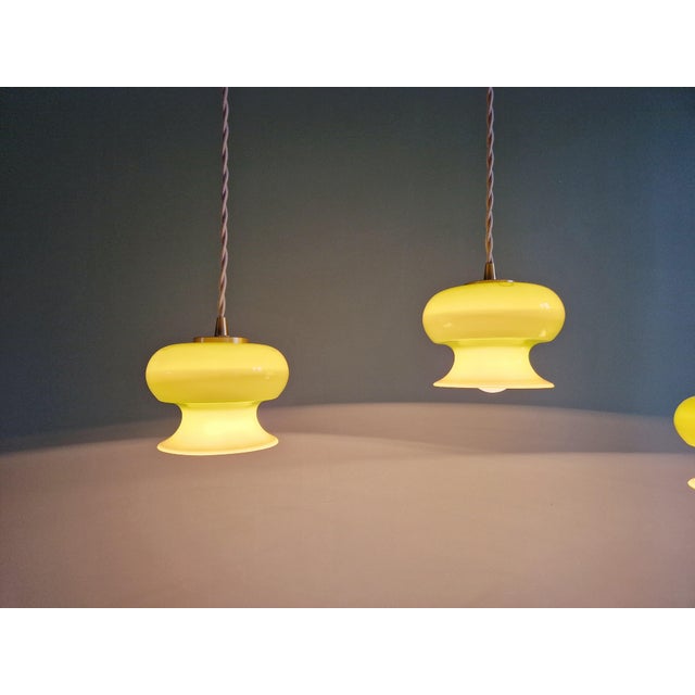 Vintage Pendant Lights in Green Opaline Glass, 1960s, Set of 3 For Sale - Image 7 of 16