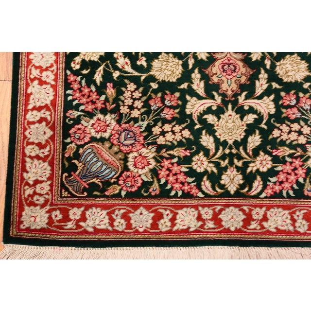 Nazmiyal Collection Vase Design Floral Vintage Persian Silk Qum Rug For Sale - Image 4 of 6