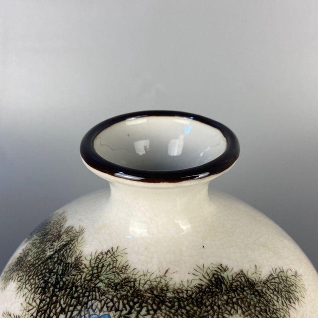 Late 20th Century Vintage Chinese Crackle Glaze Famille Rose "Boys Playing" (Yingxi) Vase - 16.5cm For Sale - Image 5 of 8