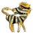 Gold Tone Enameled Rhinestone Zebra Brooch For Sale