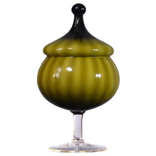 Green Glass Dish from Empoli, 1960s For Sale