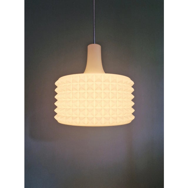 Silver Large White Opaline Pendant Light by Ivan Jakes, 1960s For Sale - Image 8 of 14