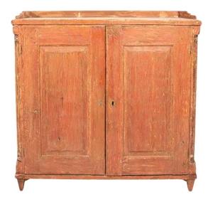 Antique English Country Buffet Cabinet With Original Red Paint