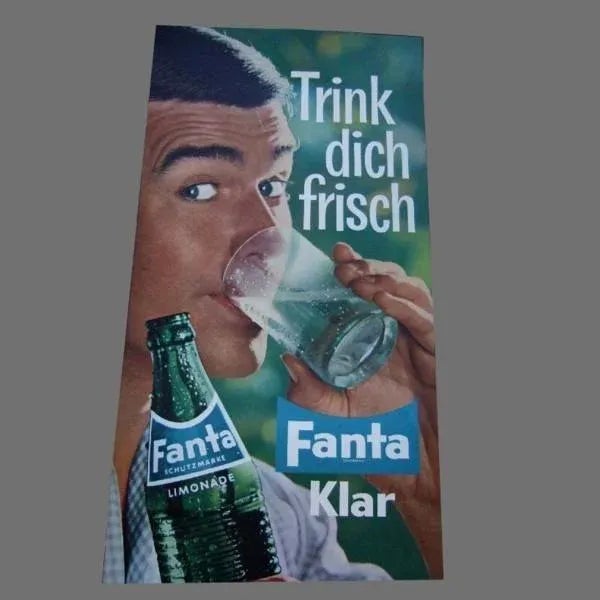 This vintage poster was made in 1959 in Germany. It is made from cardboard and advertises the product 'Fanta Klar', the...