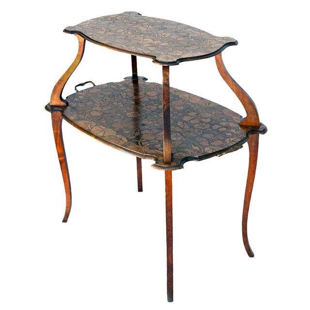 Art Nouveau Art Nouveau Engraved Tea Table For Sale - Image 3 of 14