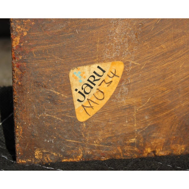 1960s Jaru California 36" Wall Art Wood Carved Figures Gold Plaques For Sale - Image 12 of 17