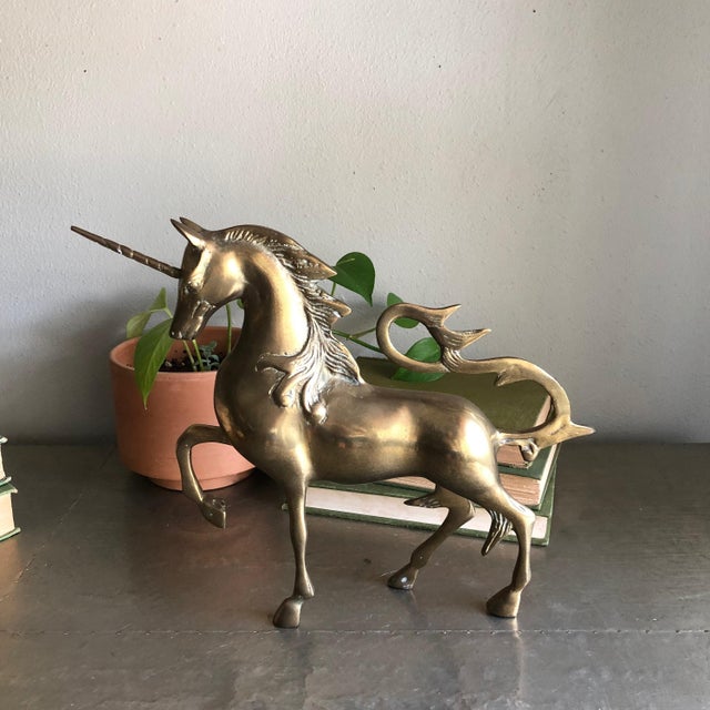 Vintage Large Brass Unicorn Figurine Whimsical Fantasy Animal Chairish